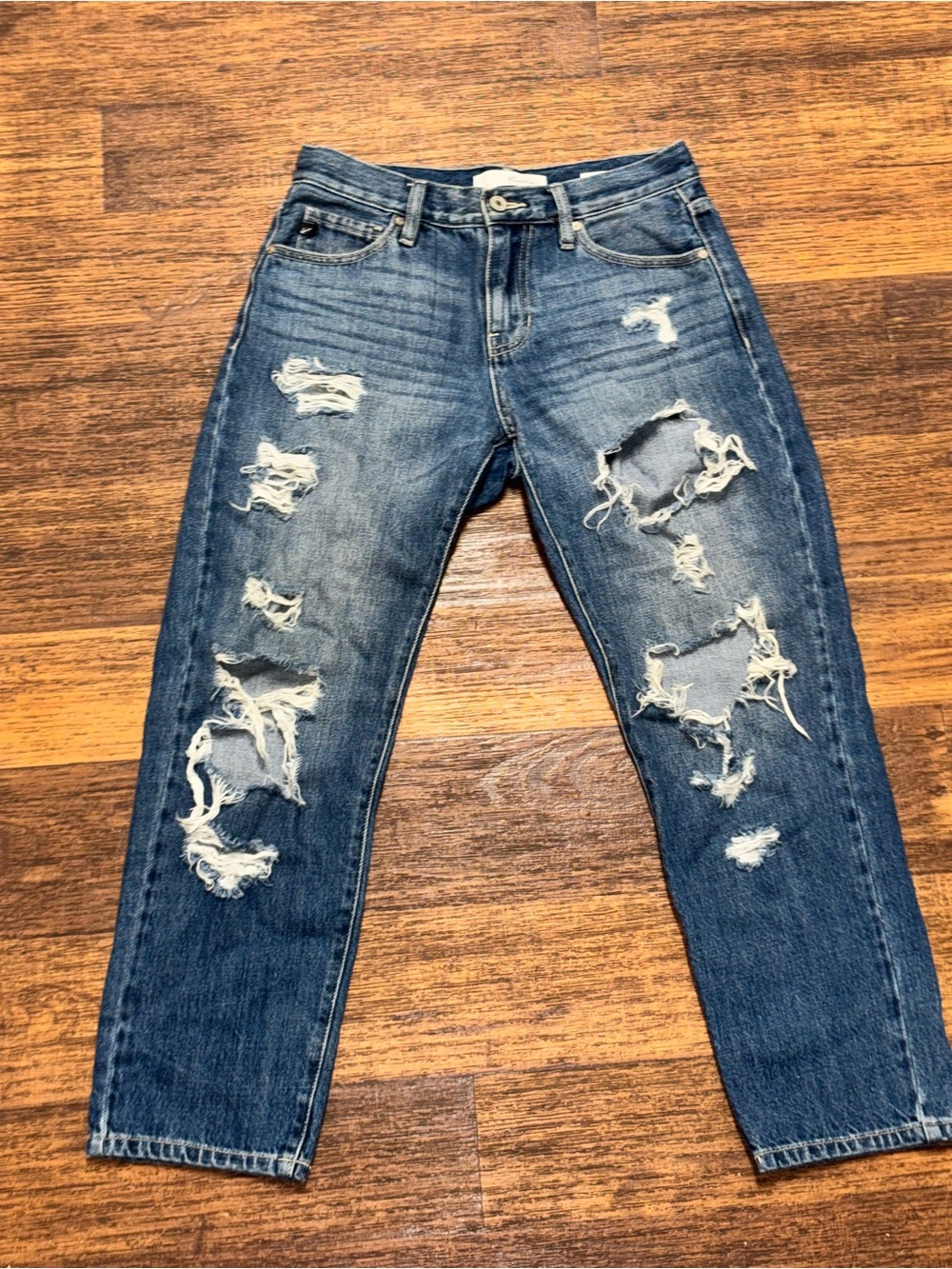 Women’s Ripped Boyfriend Jeans - Blue